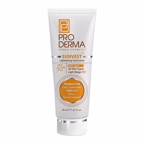 کرم ضد آفتاب ضد لک و روشن کننده پرودرما بژ روشن SPF50
