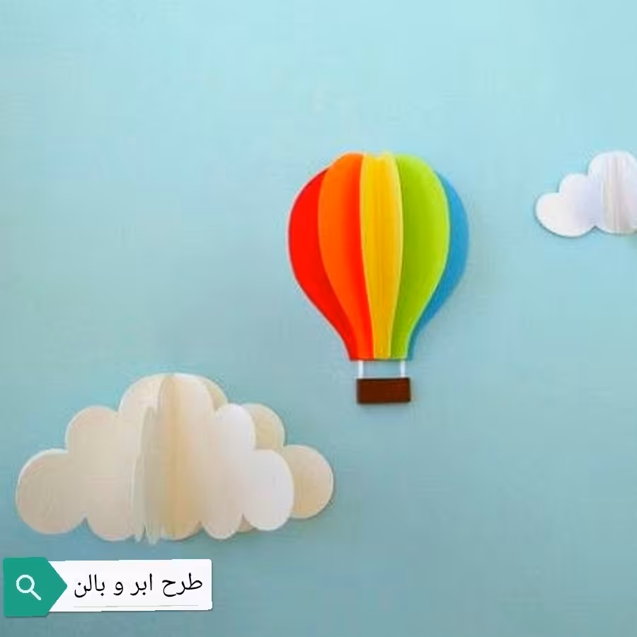 برچسب دیواری (طرح ابر و بالن کد 01)تزیین اتاق قابل نصب روی دیوار و درب اتاق