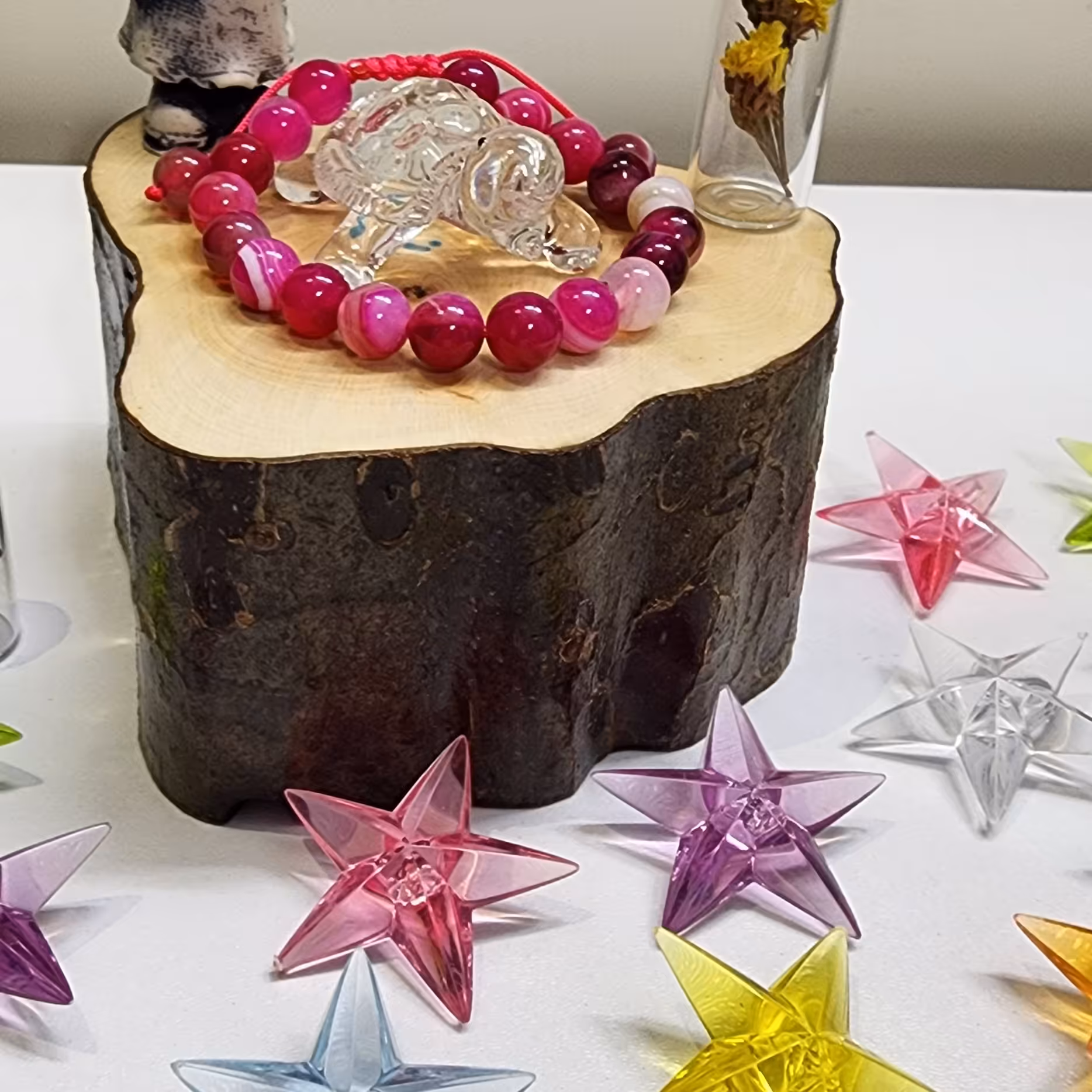 دستبند سنگ صورتی