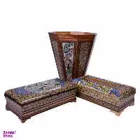 ست جعبه دستمال کاغذی، سطل و جعبه کارد خاتم کاری طرح آیسان کد GM-3