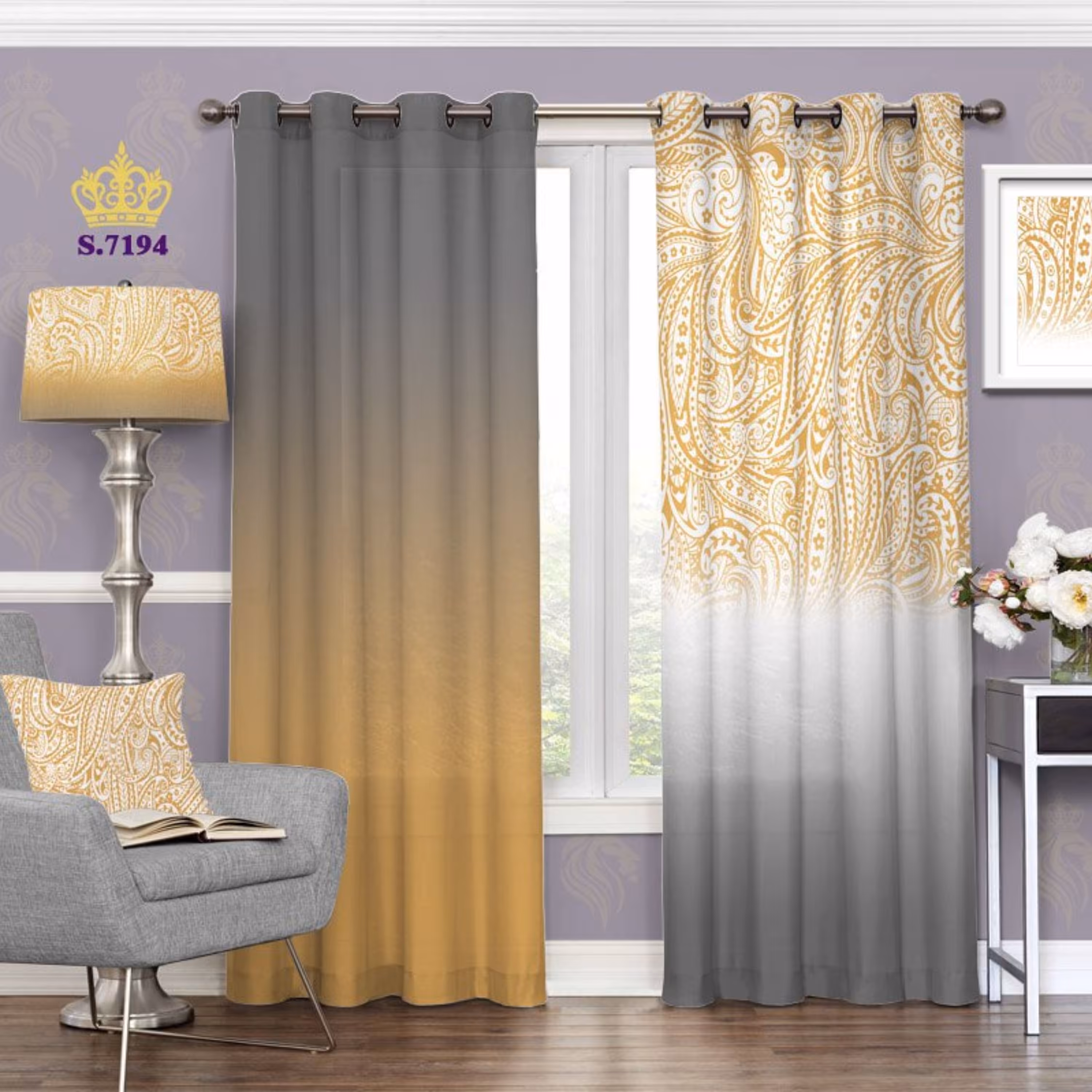 پرده اتاق خواب و پذیرایی - طرح بته جقه سایه رنگی - در رنگهای متنوع