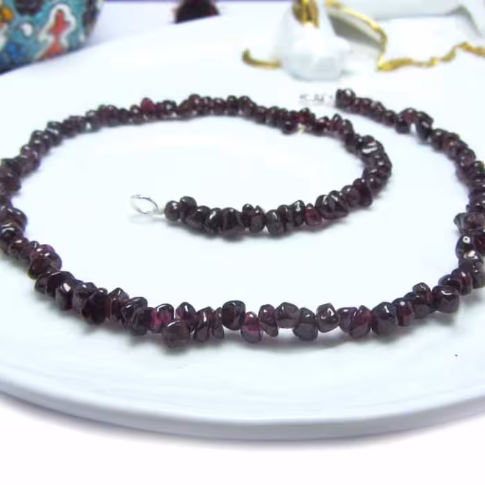 دستبند سنگی دو لایه گارنت آلماندین کد 1661