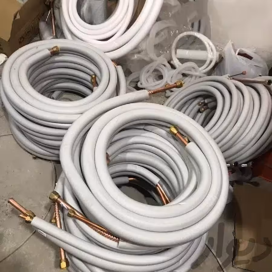 ست دو عددی پک لوله مسی کولرگازی سایز 6 و 10 با عایق یک تکه و مهره های برنجی فابریکی پرچ شده