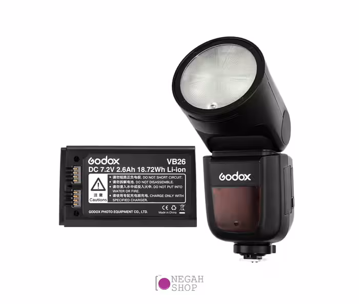 فلاش اکسترنال گودکس مدل Godox V1 C برای کانن به همراه باتری اضافه