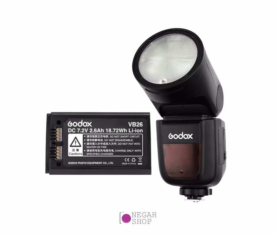 فلاش اکسترنال گودکس مدل Godox V1 C برای کانن به همراه باتری اضافه