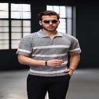 تی شرت خاکستری مردانه نیمی اورجینال Valiberta