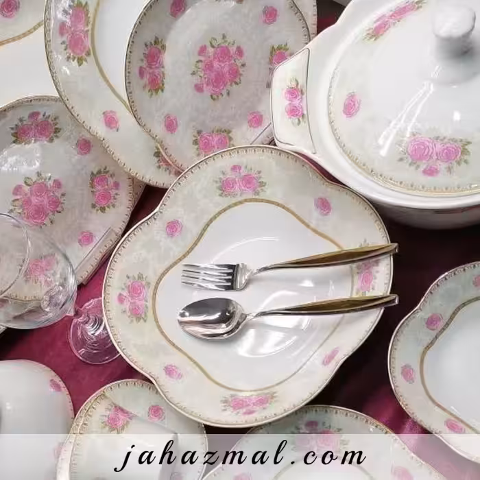 سرویس چینی پردیس طرح لیلیوم 104 پارچه کد 1006