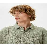 تی شرت یقه پولو سبز مردانه POLO YAKA T دکمه ای با مدل آستین کوتاه پنبه Koton