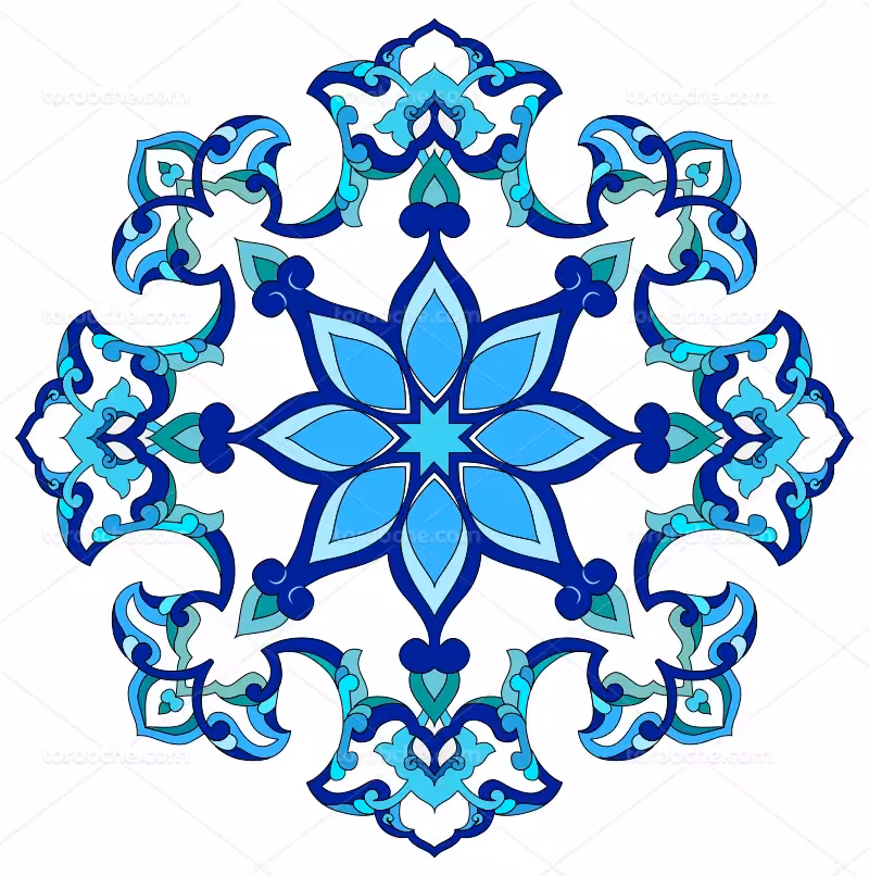 وکتور نشان اسلیمی آبی سبز | گرافیک با طعم تربچه