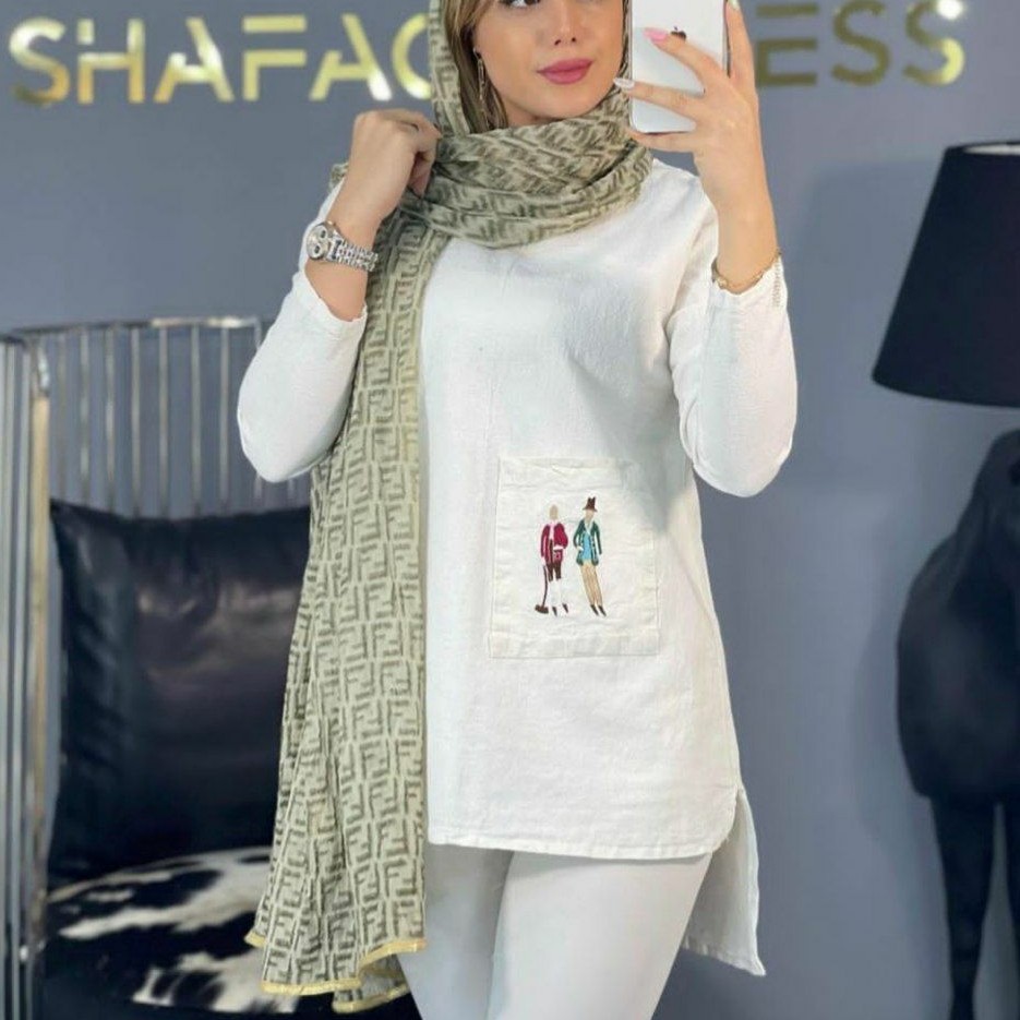 تونیک تک جیب گل الیاف طبیعی اعلا