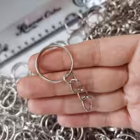  حلقه جاکلیدی ساده کوچک زنجیر دار نقره ای بسته 100 عددی 