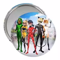 آینه جیبی خندالو مدل دختر کفشدوزکی و پسر گربه ای کد 3450