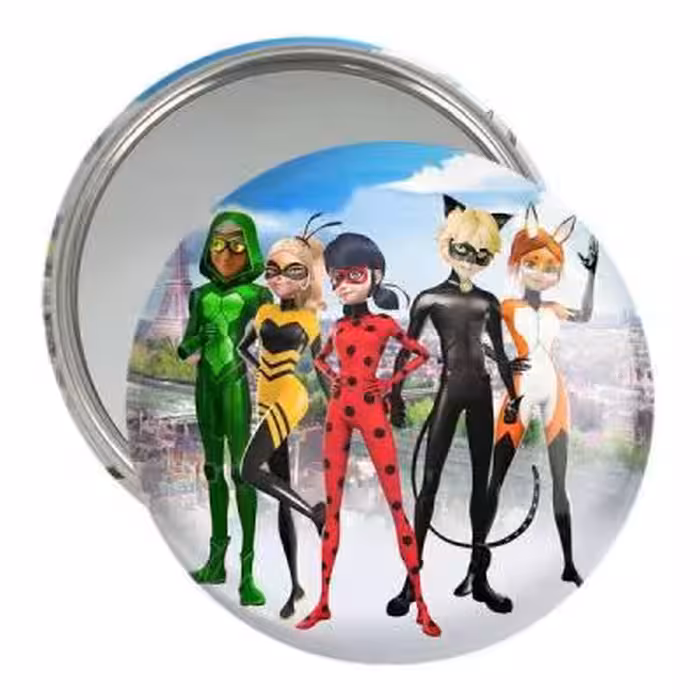 آینه جیبی خندالو مدل دختر کفشدوزکی و پسر گربه ای کد 3450