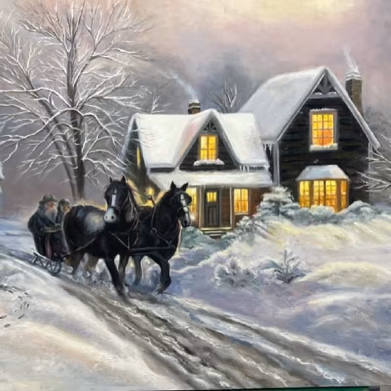 تابلو نقاشی منظره برفی