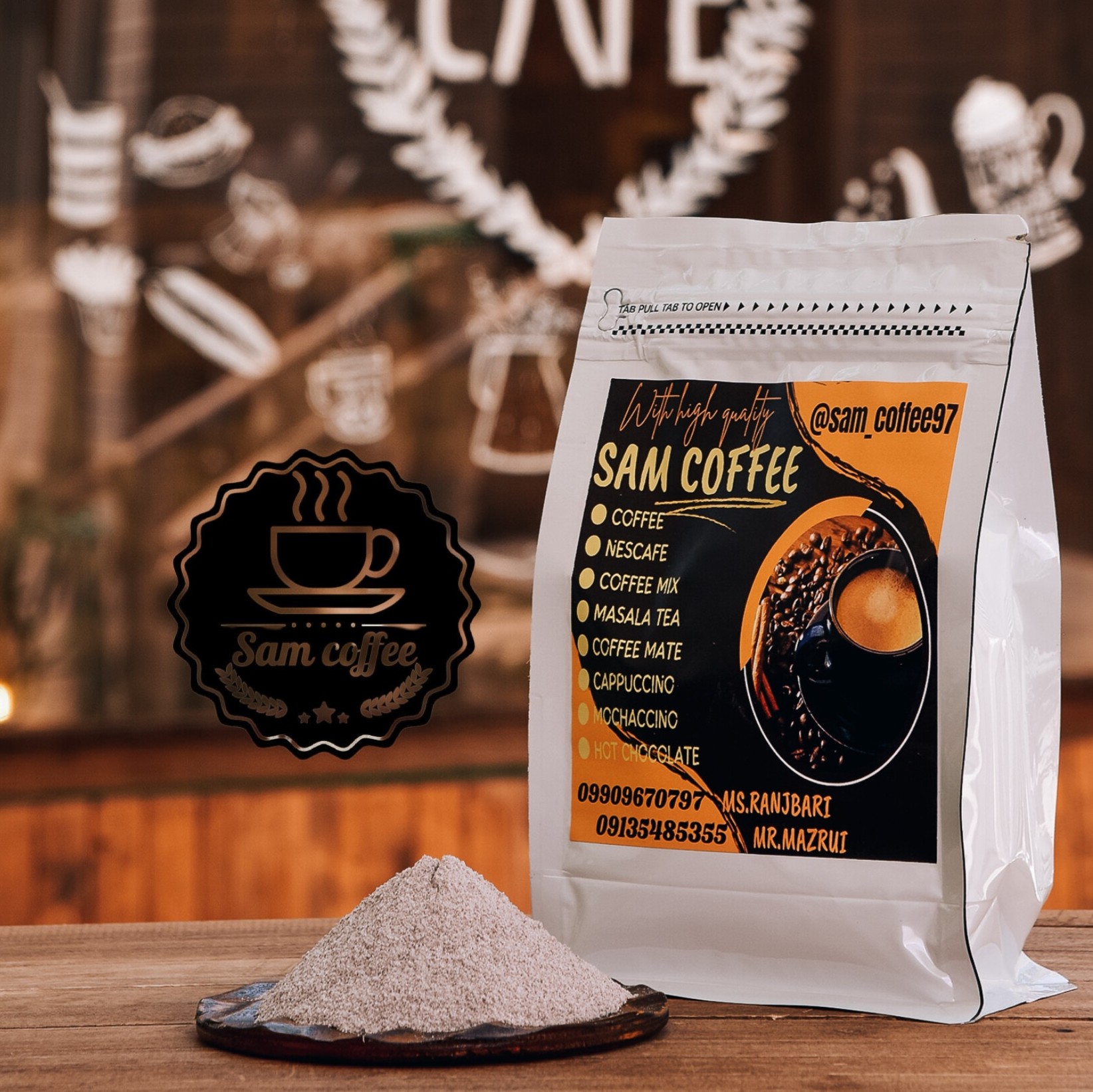پودر موکاچینو فله 500 گرمی sam  coffee 