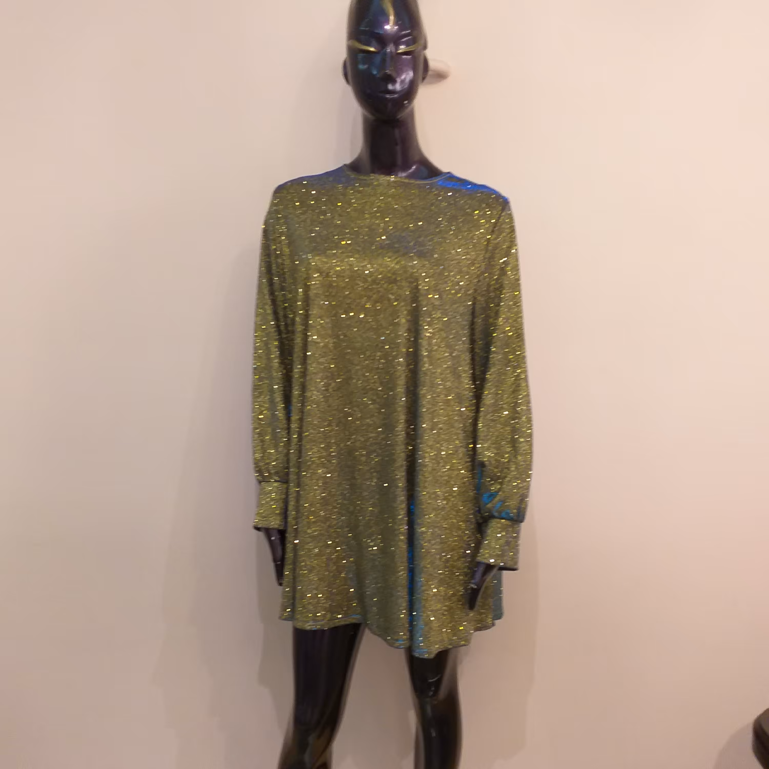 شومیز مجلسی لمه شاین اکلیل دار سایز بزرگ تا 50 رنگ طلایی زیتونی