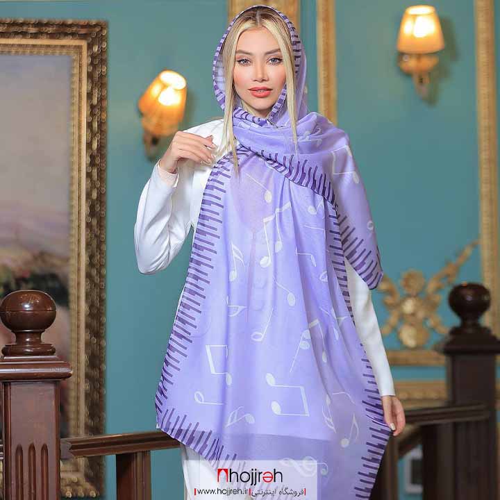 اطلاعات ، قیمت و خرید شال نخی زمینه بنفش طرح نت کد D219