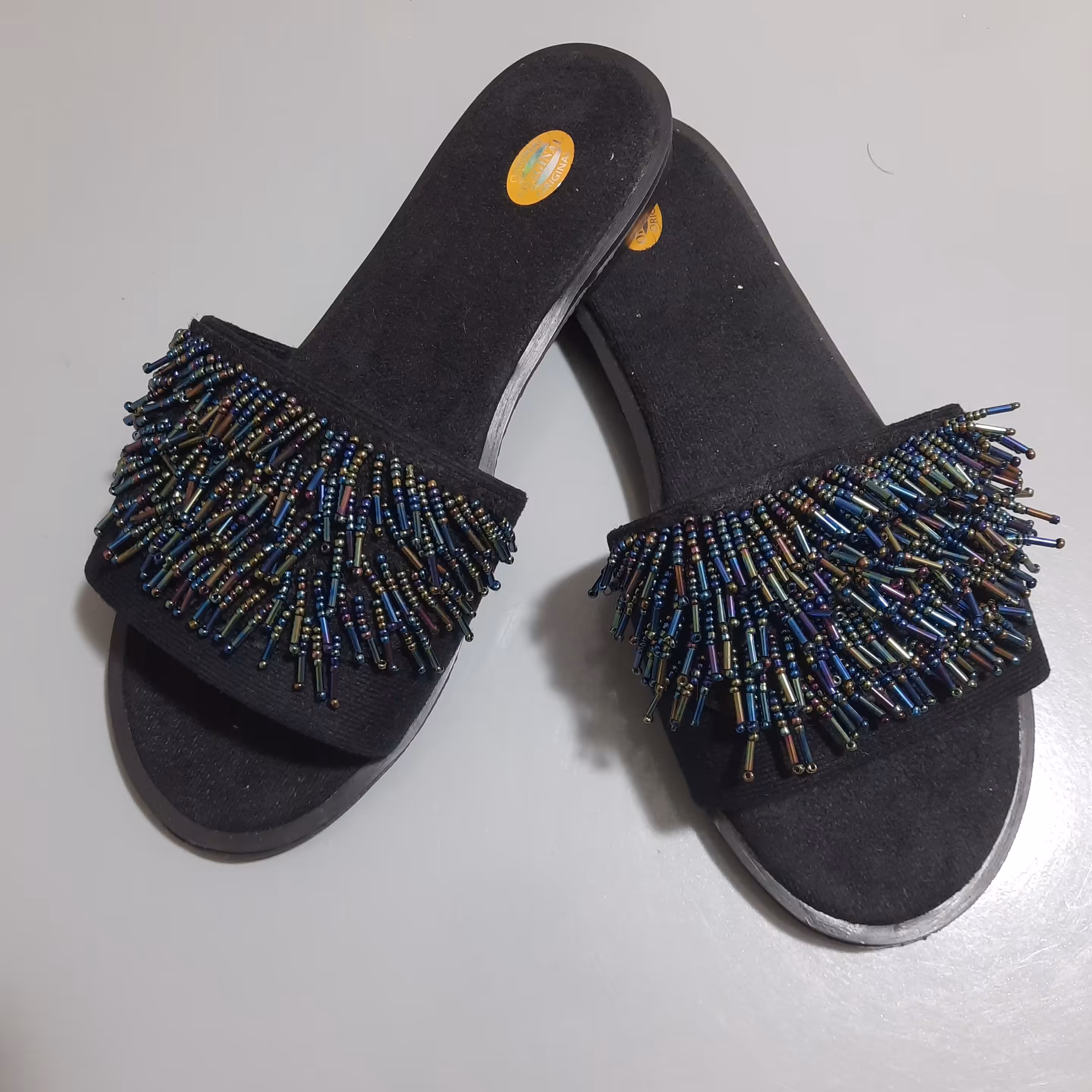 صندل روفرشی زنانه  مشکی مدل سردوشی بدون پاشنه