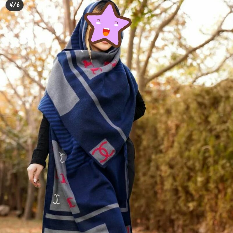 شال موهر رنگ سرمه ای