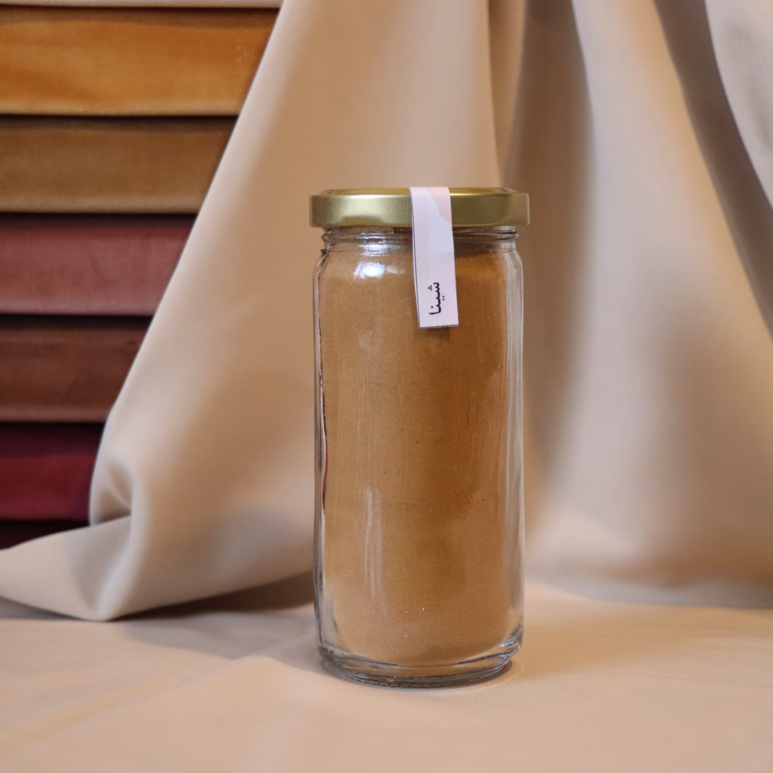 پودر دارچین شیشه ای همراه قاشق