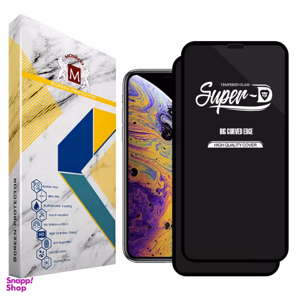 محافظ صفحه نمایش موناکو مدل Super D مناسب برای گوشی موبایل اپل iPhone X/XS بسته دو عددی