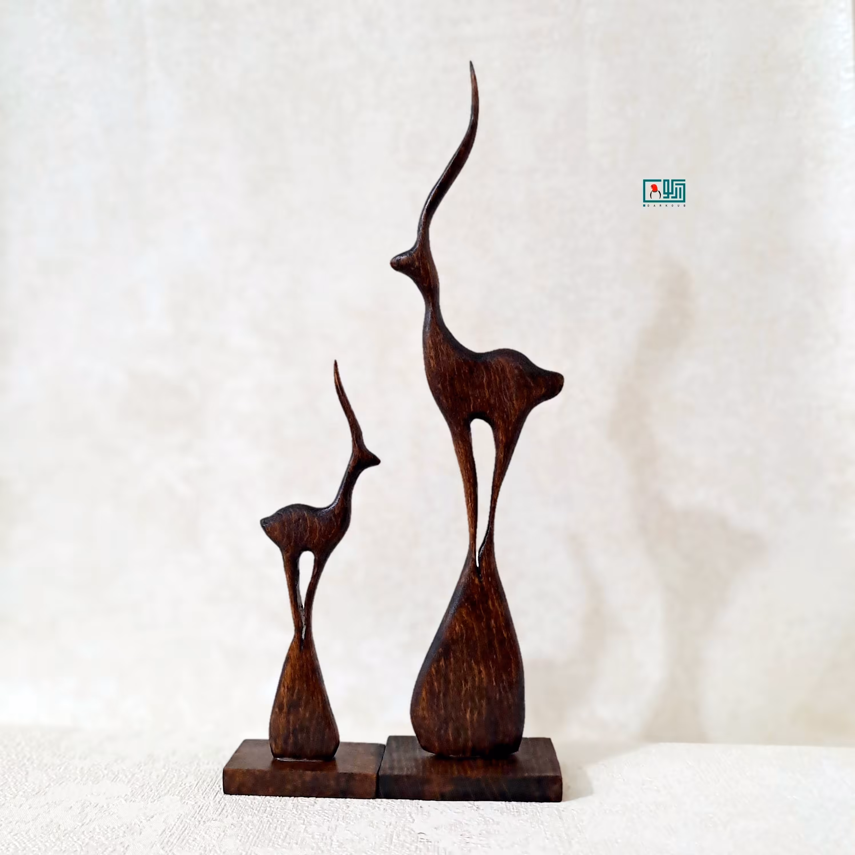 ست مجسمه چوبی آهو