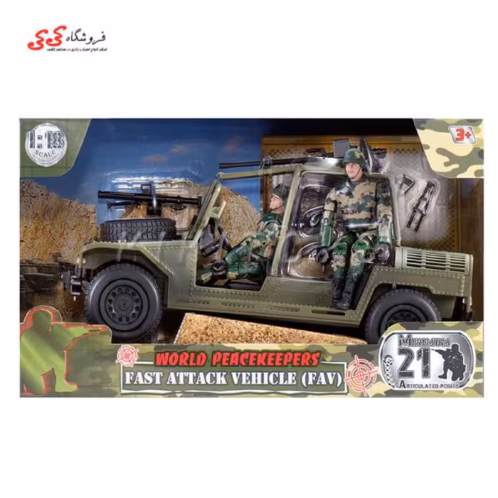 ماکت و فیگور جیپ نظامی با سرباز کوچک 77038 برند ام اند سی MILITARY M C TOY