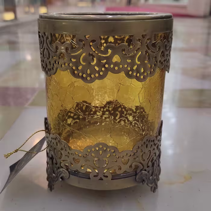 جا کارد و چنگال طرح شیشه شکسته رنگ شامپاینی ، ترکیب بلور و فلز ، با کیفیت بالا 