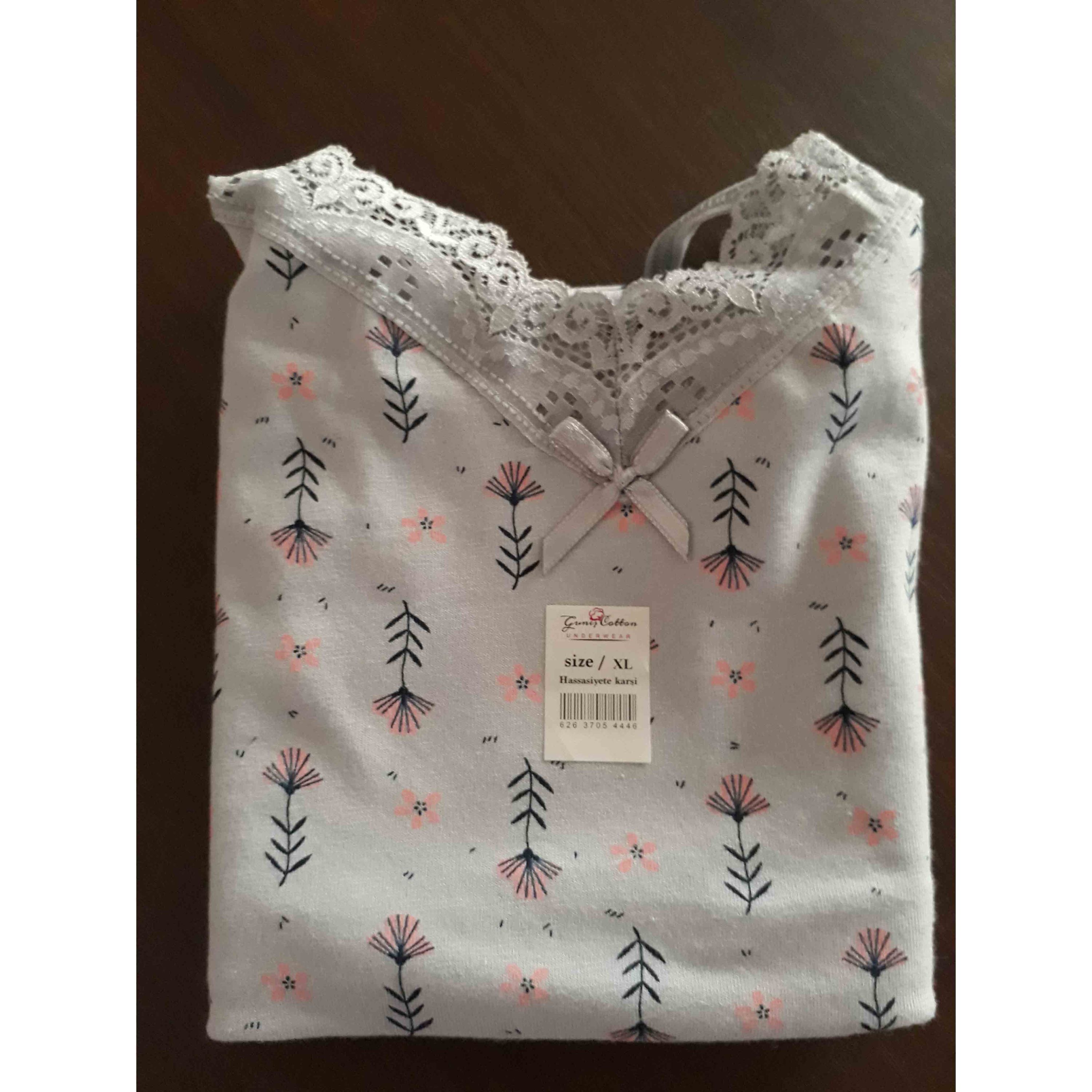 تاپ ترک طرح گل رنگ طوسی سایز XL