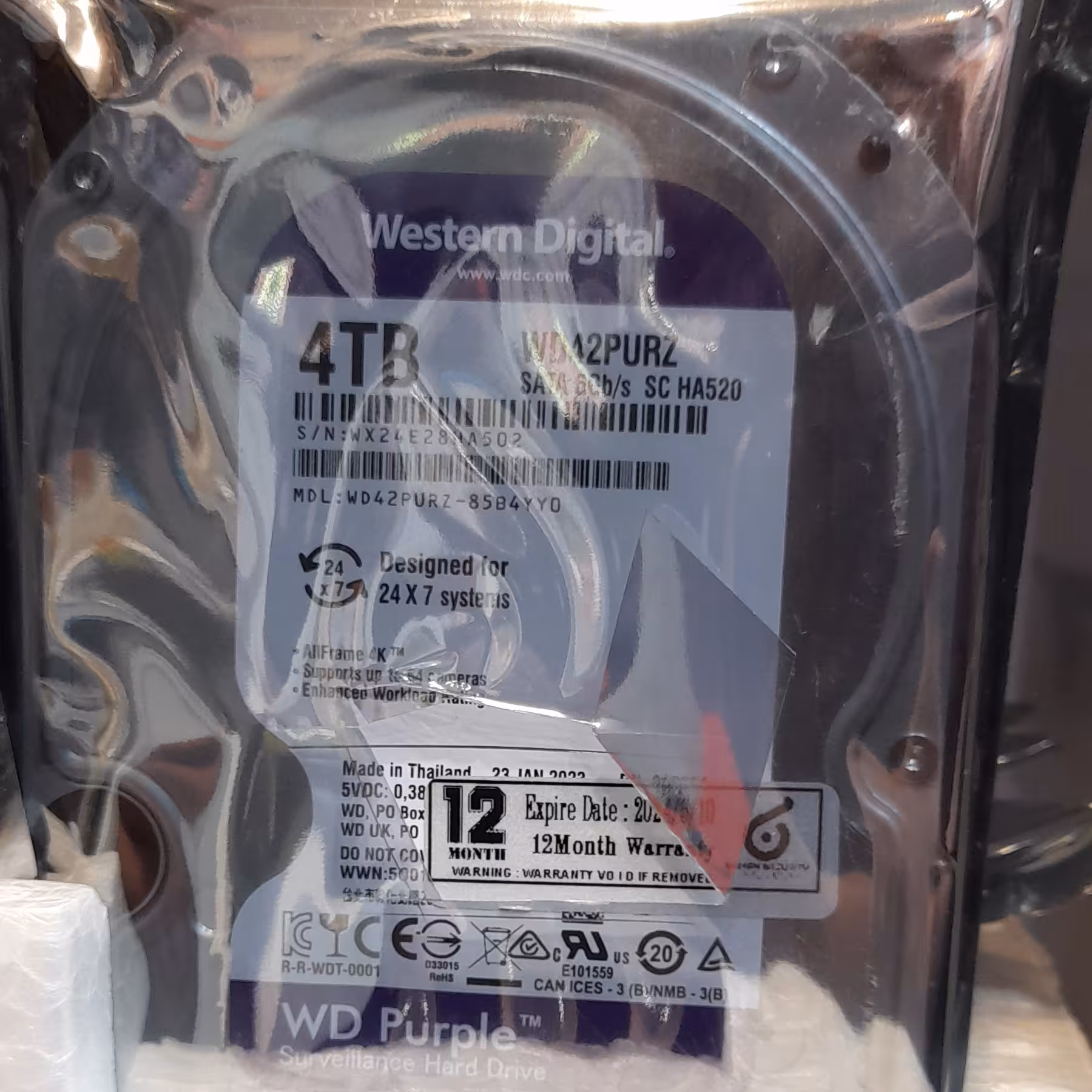 هارد وسترن بنفش 4 ترابایت اینترنال اصلی