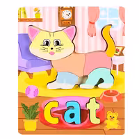 پازل چوبی جاگذاری آموزشی طرح گربه کد P/4098/CA