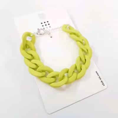 دستبند فانتزی سیلیکونی ضد خش رنگ سبز زنجیر کارتیه درشت