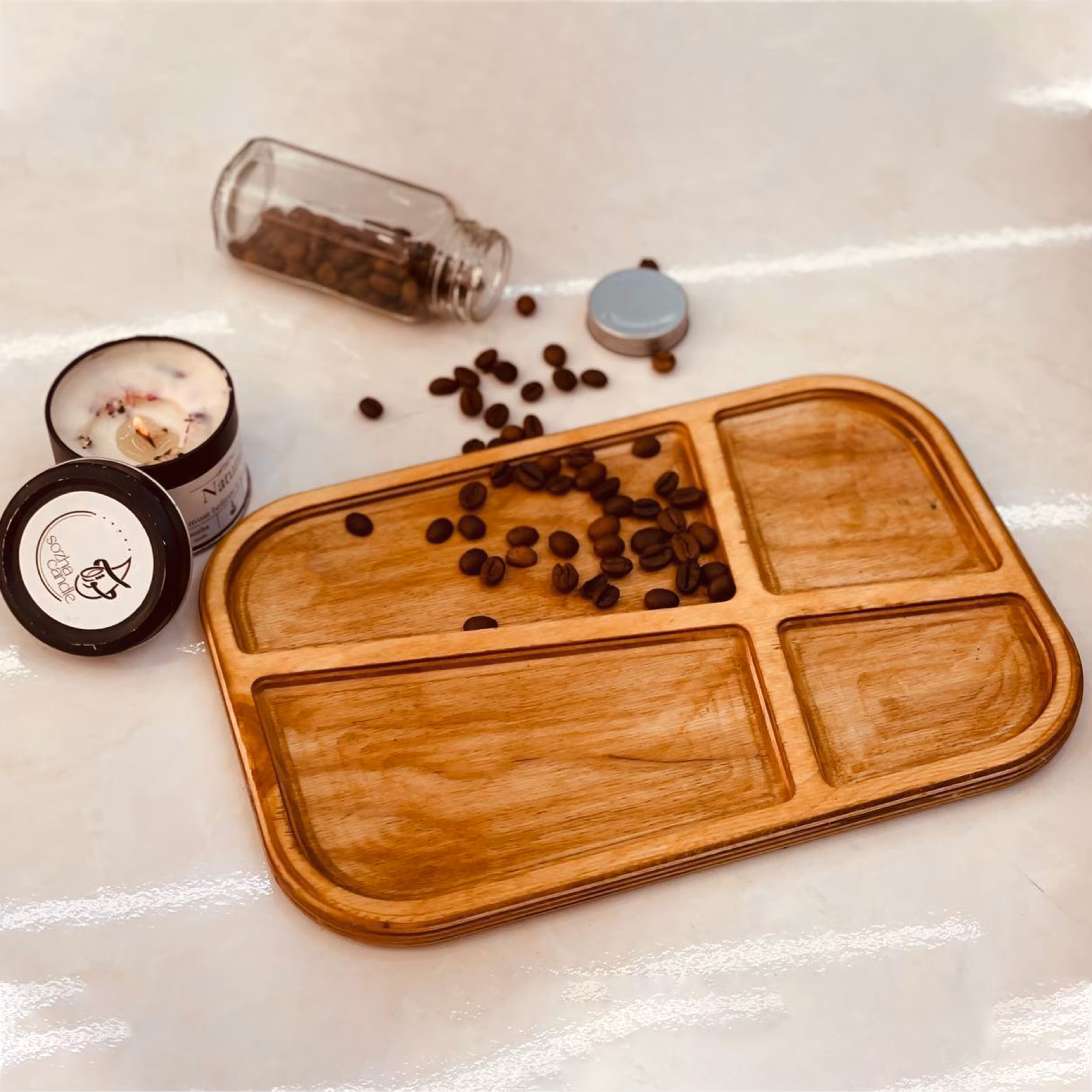 ظرف اردوخوری 4خانه چوبی کد TSW-03