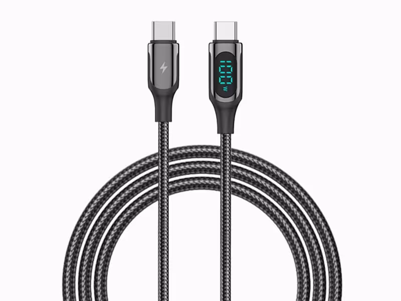 کابل دوسر تایپ سی شارژ و دیتا 100 واتی فست‌شارژ رسی Recci RTC-P10CC Ghost Series LED Fast Charging Data Cable