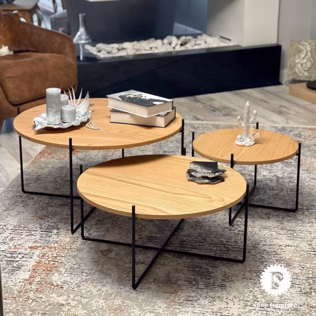 ست جلو مبلی سه تکه صفحه ام دی اف با روکش چوب طبیعی را ش