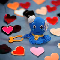 عروسک اختاپوس آبی نوزاد دارای دندان گیر ارتفاع 15 سانتی متر