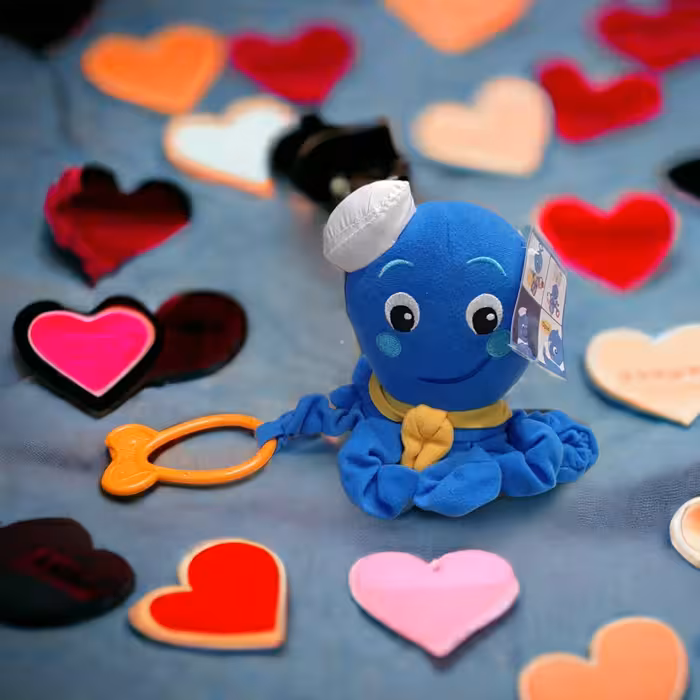 عروسک اختاپوس آبی نوزاد دارای دندان گیر ارتفاع 15 سانتی متر