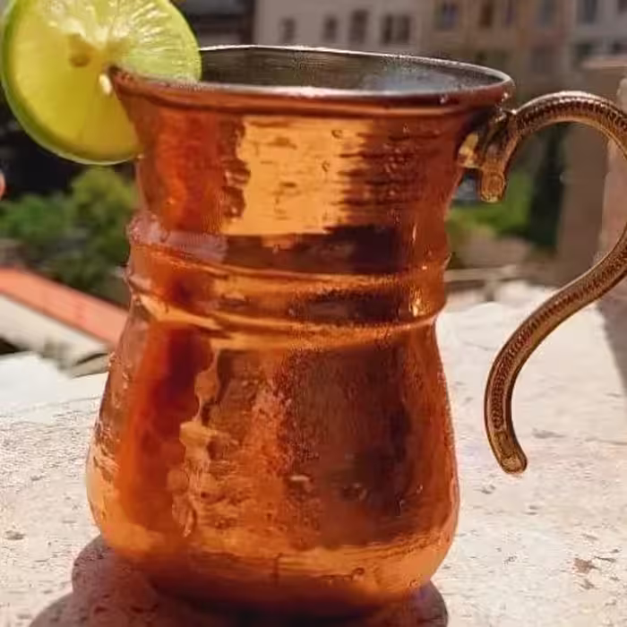 لیوان مسی ترک دسته برنجی