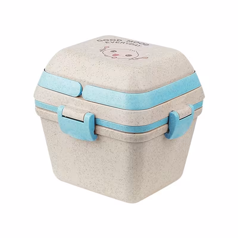 ظرف نگهدارنده غذا فیبر بامبو کرم رنگ دو طرف بست 