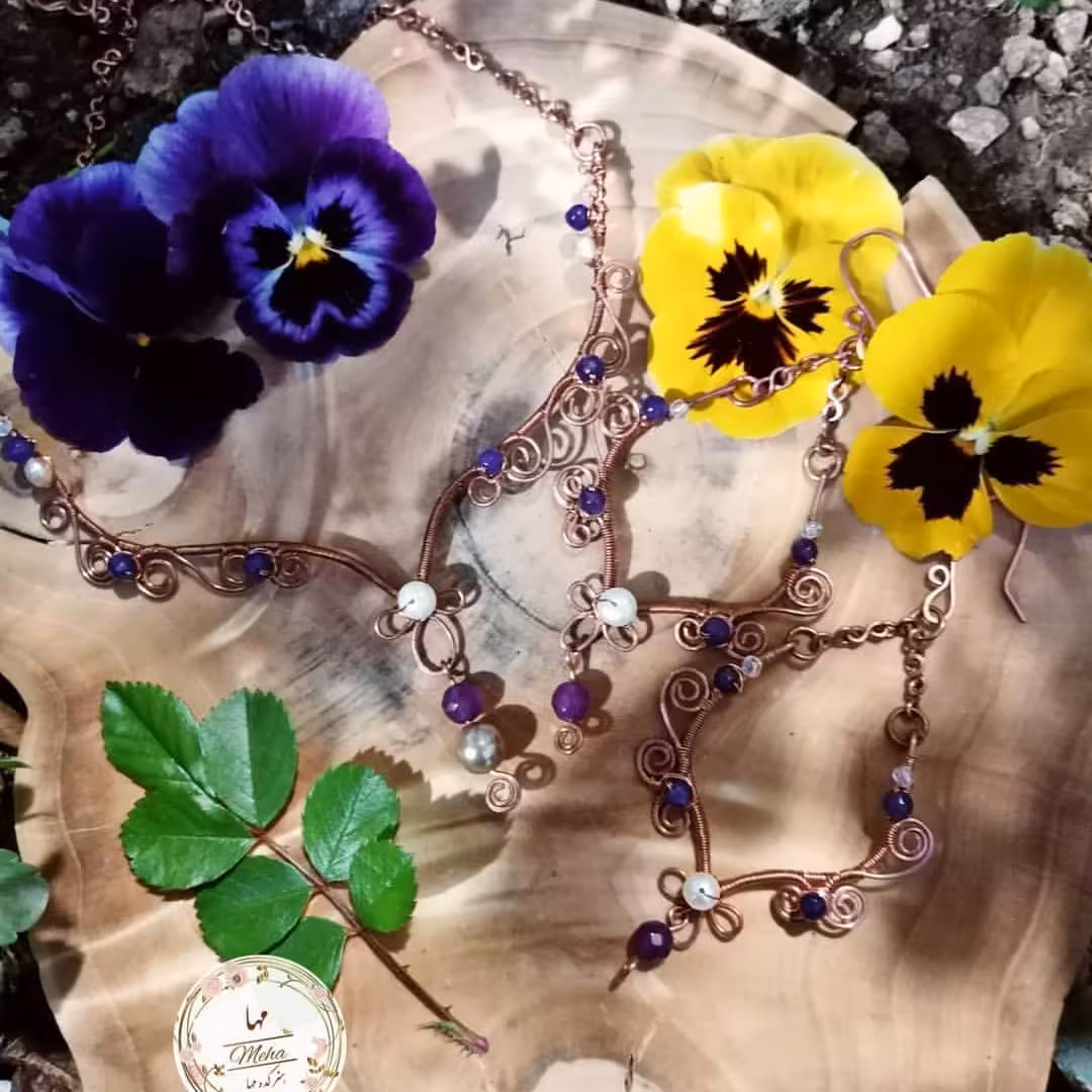 سینه ریز مسی همراه گوشواره