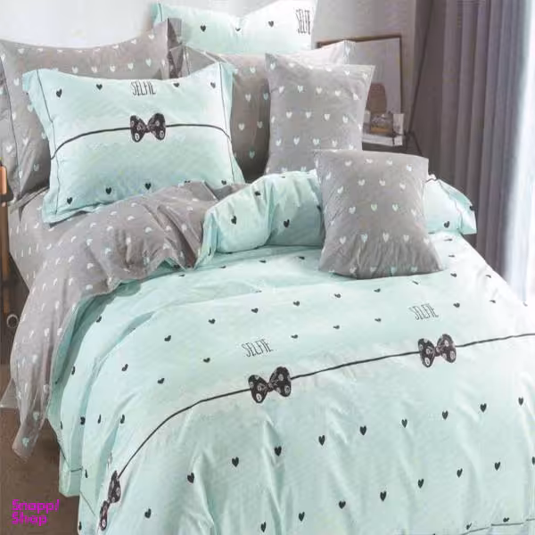 سرویس لحاف روتختی مدل بلو هارت یک نفره 4 تکه