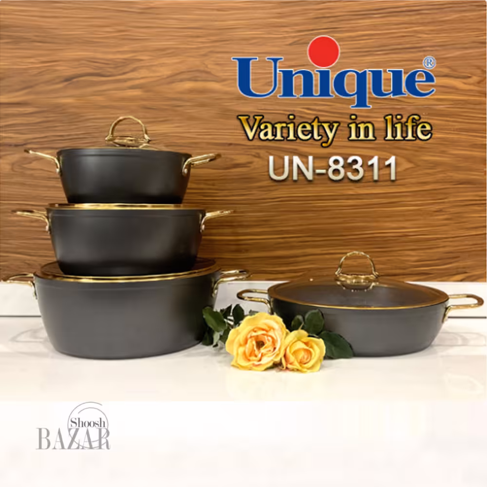 سرویس 8 پارچه بدنه طوسی درب منحنی طلایی یونیک کد 8311