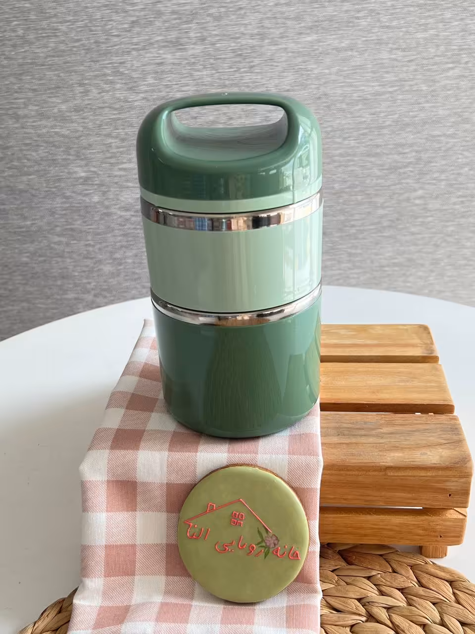 ظرف غذا داخل استیل سطلی دو طبقه دسته دار کد 198