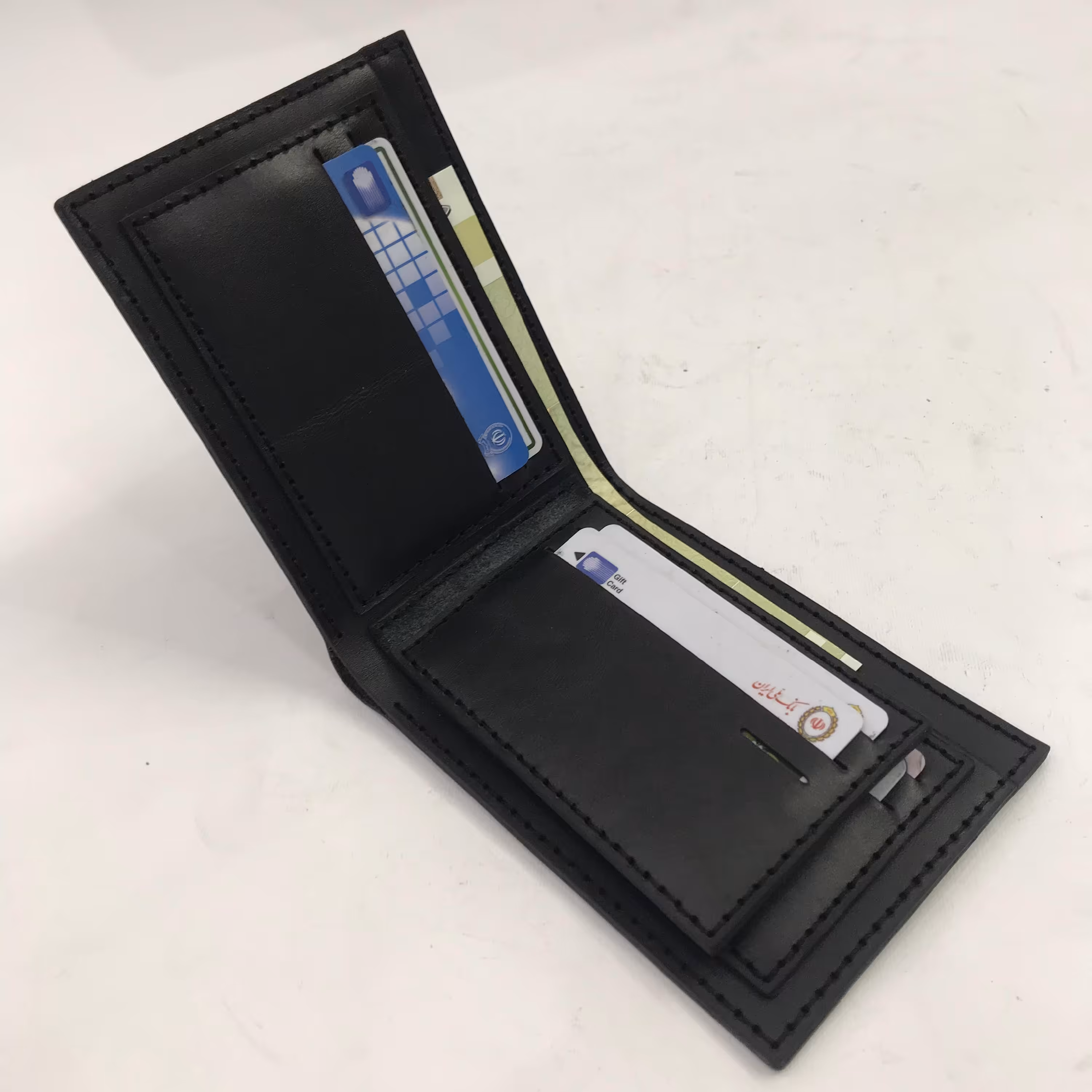  چرم طبیعی برش خورده کیف پول جیبی سه لت