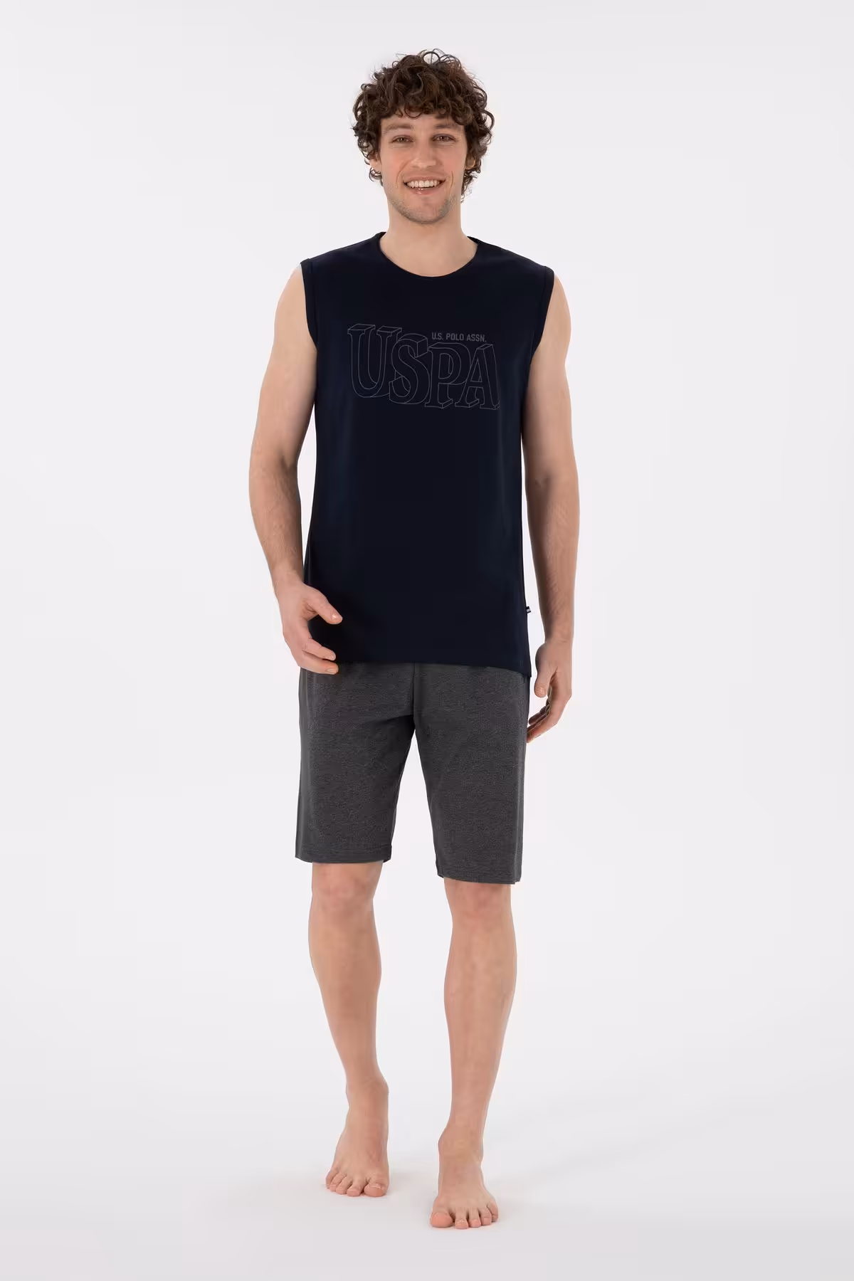 ست پیژامه آبی مردانه لباس خواب اورجینال U.S. Polo Assn.