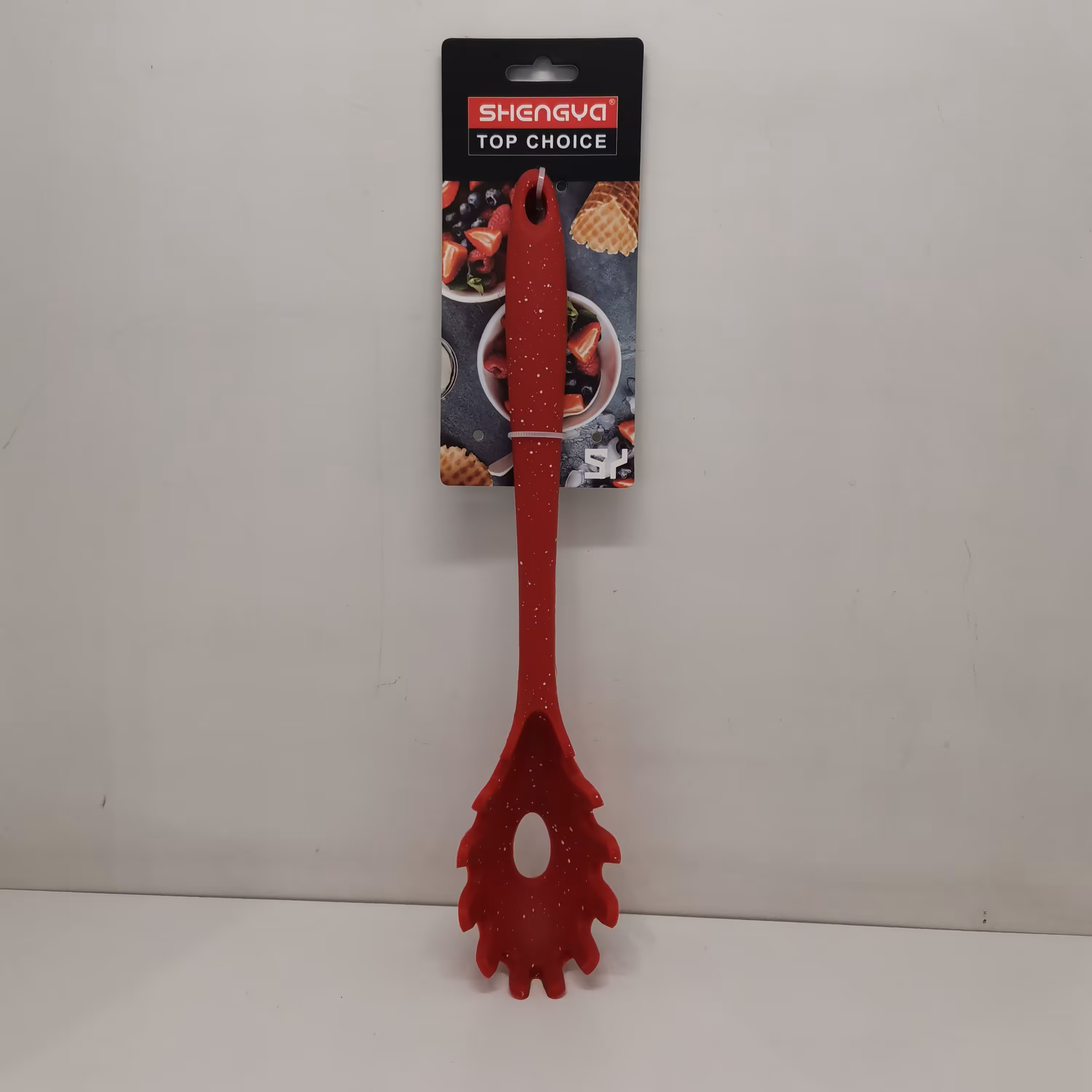 قاشق ماکارونی سیلیکونی گرانیتی قرمز برند شنگیا مقاوم تا دمای 270 درجه 