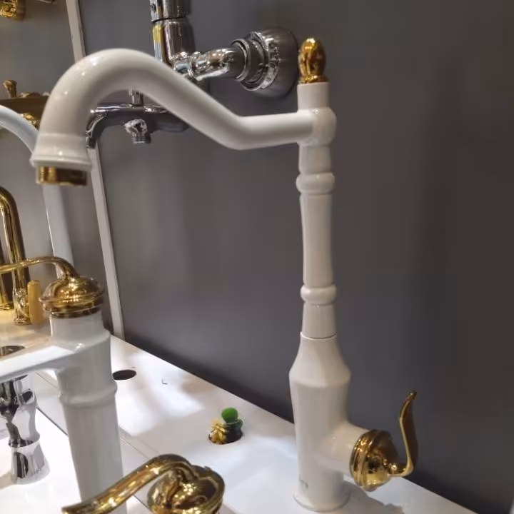 شیر ظرفشویی سفید طلایی مدل sa-87