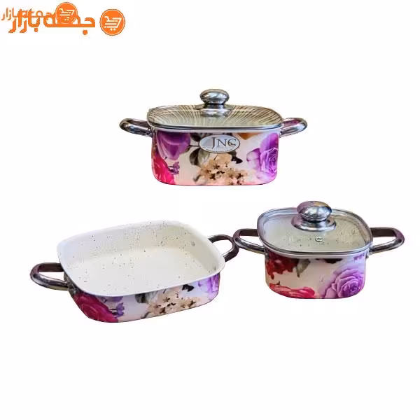 سرویس قابلمه 5 پارچه مربع گلدار