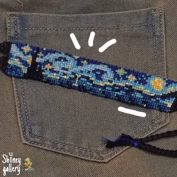 دستبند دوستی دستساز طرح  شب پر ستاره