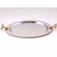 سینی بیضی تک استیل مدل لوپ (دسته طلایی)